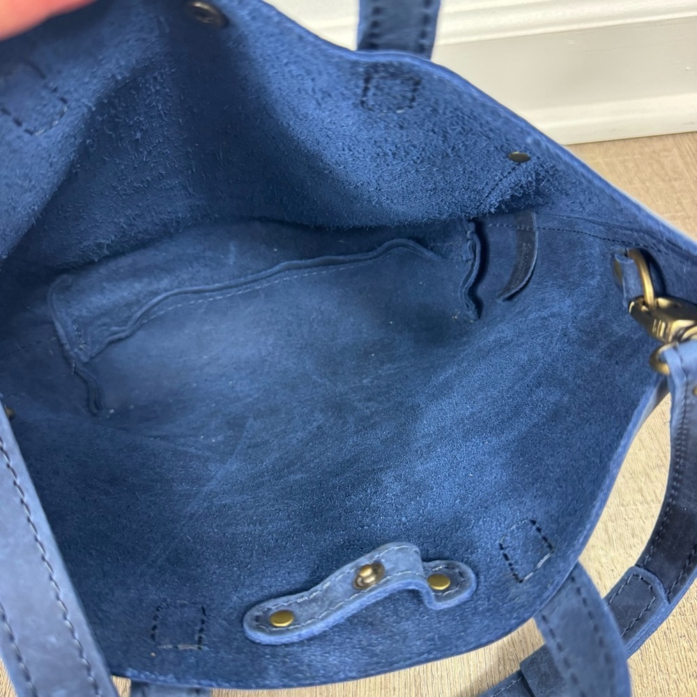 Portland Leather Goods Mini Crossbody Deep Water Blue Tote Bag - Picture 6 of 10